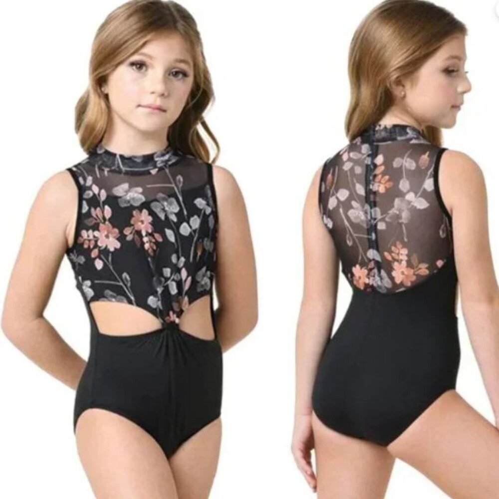 DanzNMotion * Gold Blossom Leotard * Child 12-14